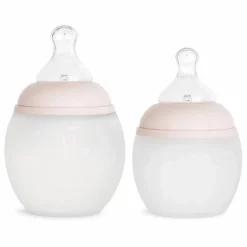Biberon en silicone médical et tétine physiologique | Rose poudré