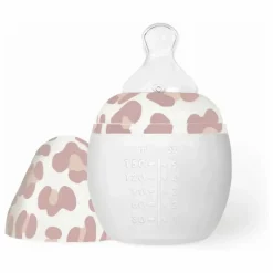 Biberon en silicone médical et tétine physiologique Graouu | Rose pâle