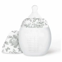 Biberon en silicone médical et tétine physiologique Toile de Jouy - Elhée x Tartine et Chocolat | Gris