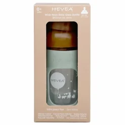 Biberon en verre à col large avec housse de protection Débit lent | Vert amande