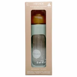Biberon en verre à col large avec housse de protection Débit moyen | Vert amande