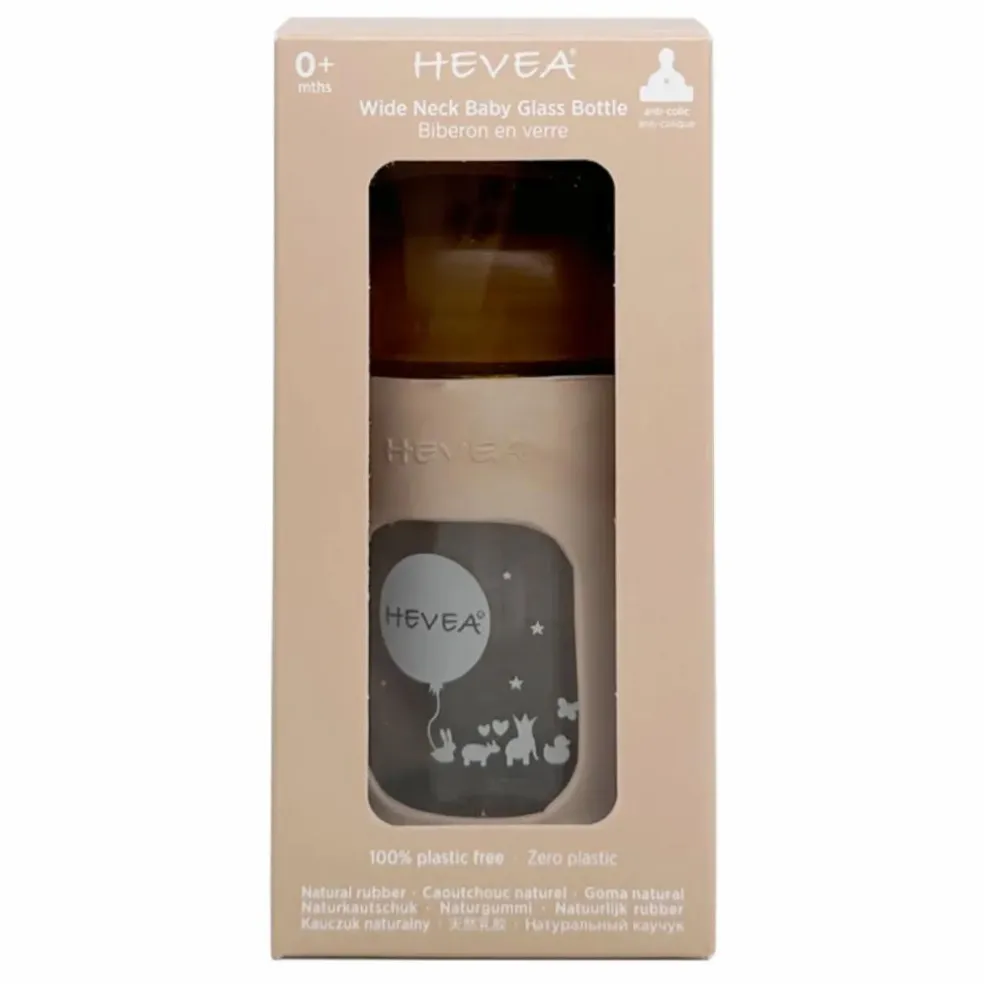 Biberon en verre à col large avec housse de protection Débit lent | Sable
