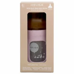 Biberon en verre à col large avec housse de protection Débit lent | Rose poudré