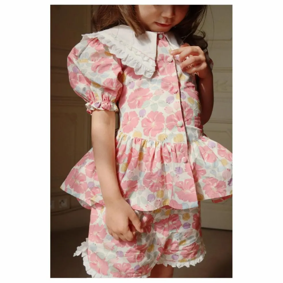 Blouse à Col Cœur Coton Bio | Rose