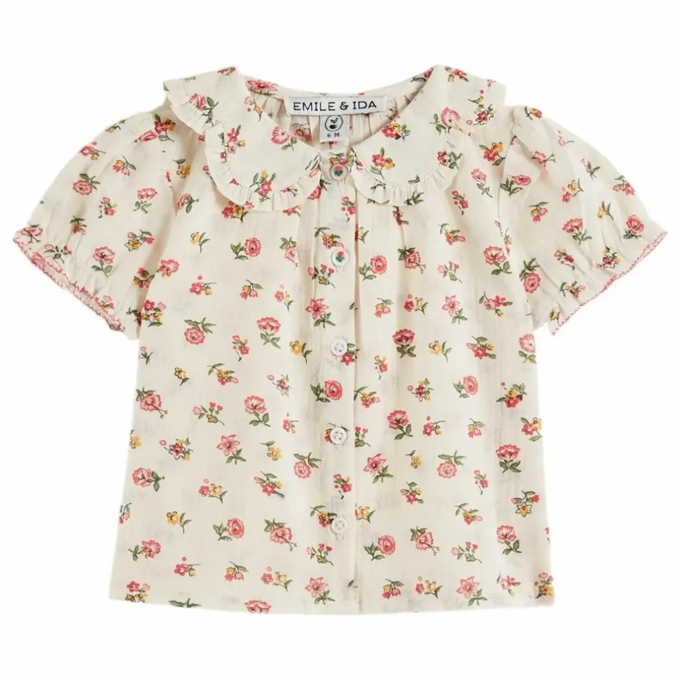 Blouse à Col Fleurs | Ecru