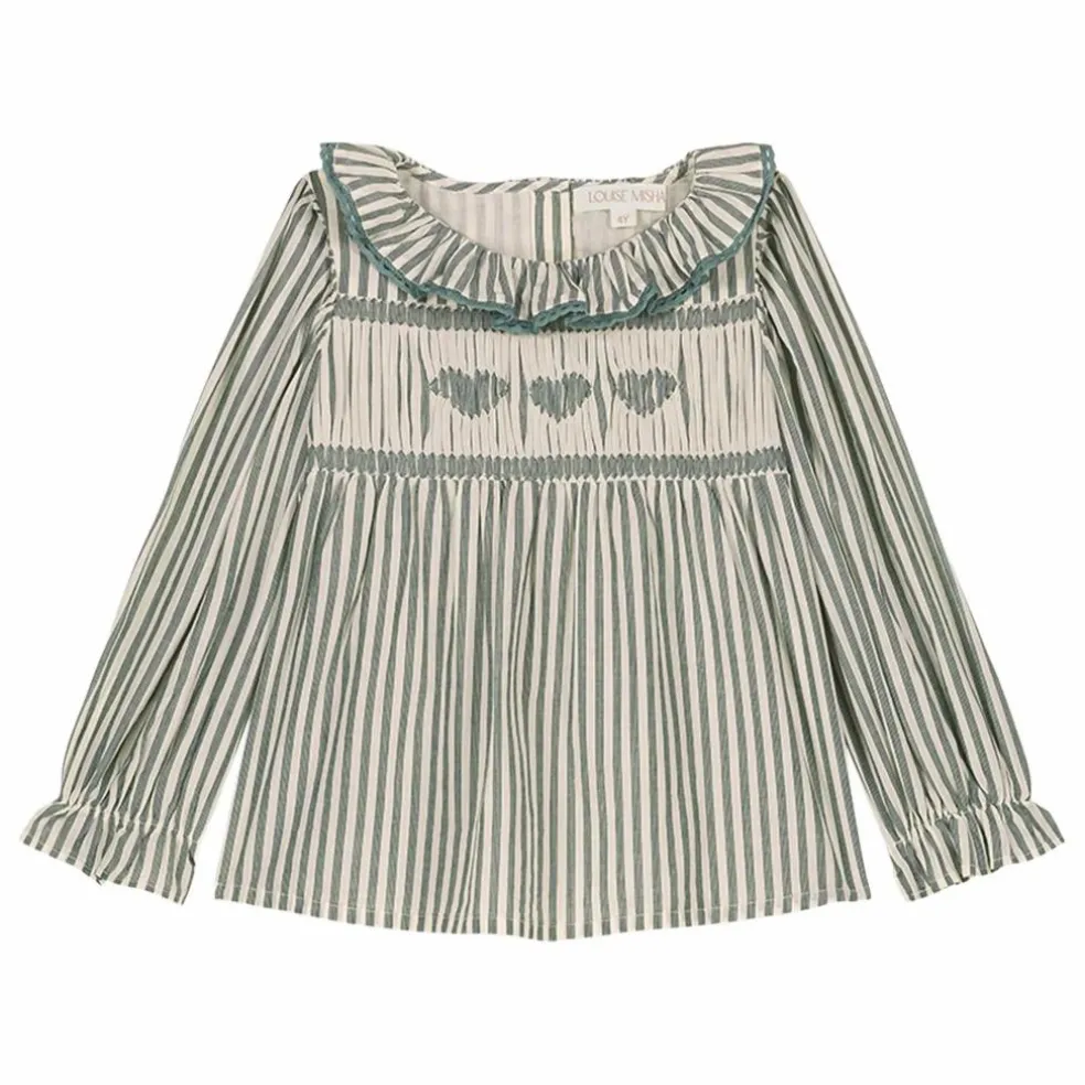 Blouse Antonella Rayée Coton Bio | Vert amande