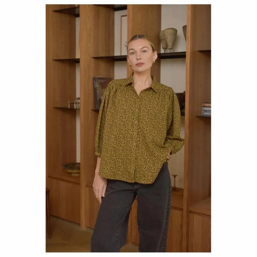 Blouse Appoline Mini Léopard Double Gaze de Coton - Collection Femme | Marron