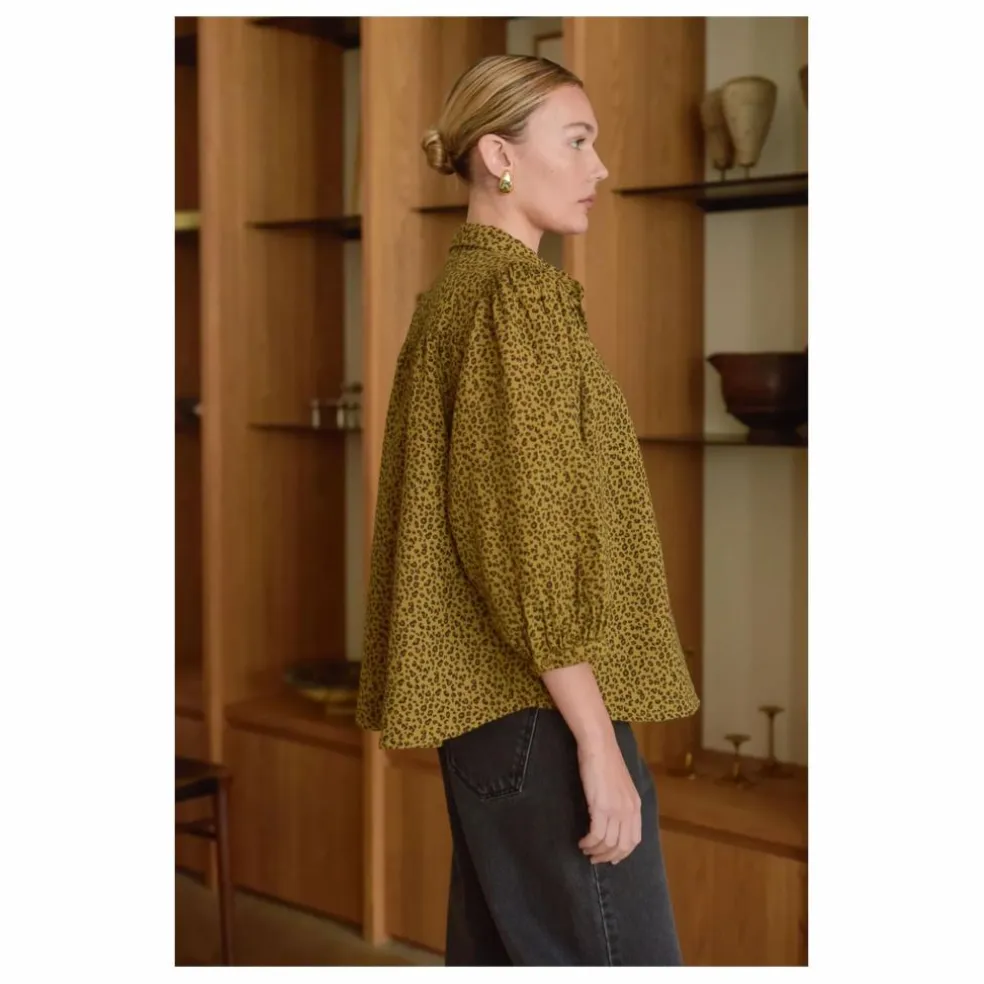 Blouse Appoline Mini Léopard Double Gaze de Coton - Collection Femme | Marron