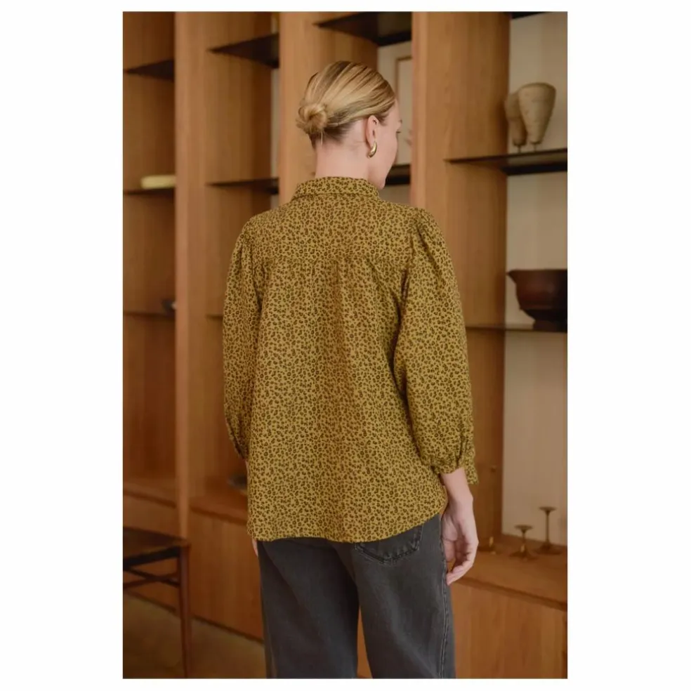 Blouse Appoline Mini Léopard Double Gaze de Coton - Collection Femme | Marron