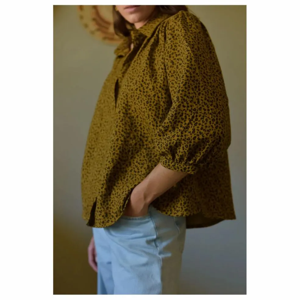 Blouse Appoline Mini Léopard Double Gaze de Coton - Collection Femme | Marron