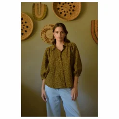 Blouse Appoline Mini Léopard Double Gaze de Coton - Collection Femme | Marron