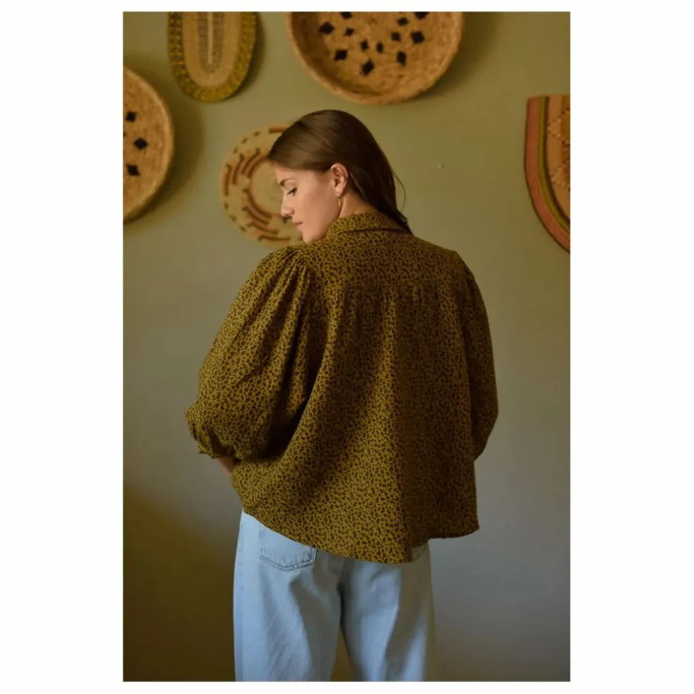 Blouse Appoline Mini Léopard Double Gaze de Coton - Collection Femme | Marron