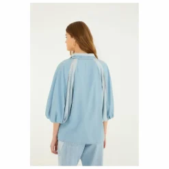 Blouse Bicolore Denim | Bleu