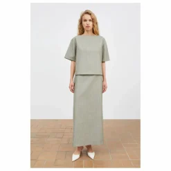 Blouse Blond Rayée Laine | Gris clair