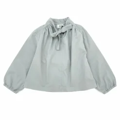 Blouse Bow Coton Bio | Gris clair