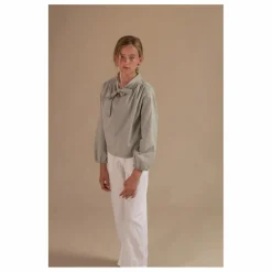 Blouse Bow Coton Bio | Gris clair