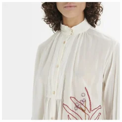 Blouse Brodée Bohémienne Coton et Voile de Soie | Blanc