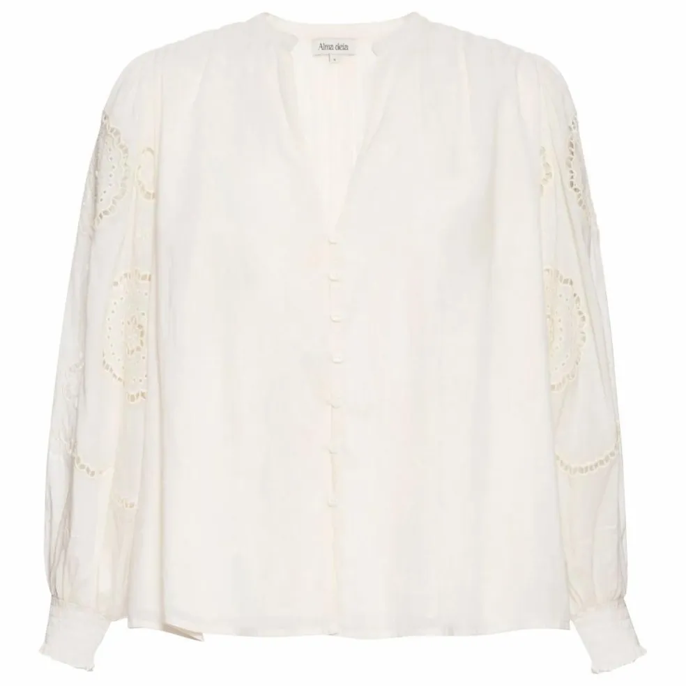 Blouse Brodée en Coton Bio | Blanc cassé