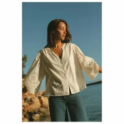 Blouse Brodée en Coton Bio | Blanc cassé