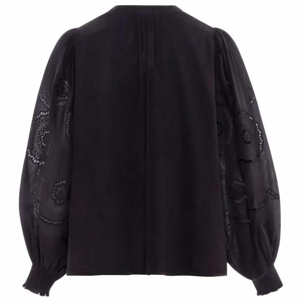 Blouse Brodée en Coton Bio | Noir