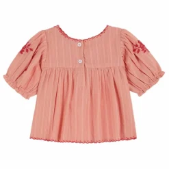 Blouse Brodée Main | Rose pêche