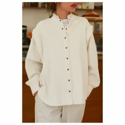 Blouse Carmen Velours Côtelé - Collection Femme | Ecru