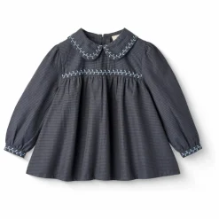 Blouse Carreaux Coton Bio | Bleu marine