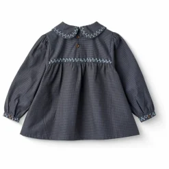 Blouse Carreaux Coton Bio | Bleu marine