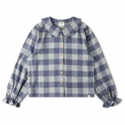 Blouse Carreaux Flanelle Tencel | Bleu