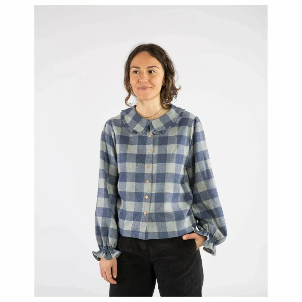 Blouse Carreaux Flanelle Tencel | Bleu