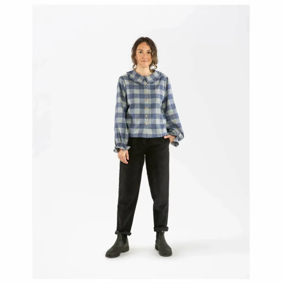 Blouse Carreaux Flanelle Tencel | Bleu