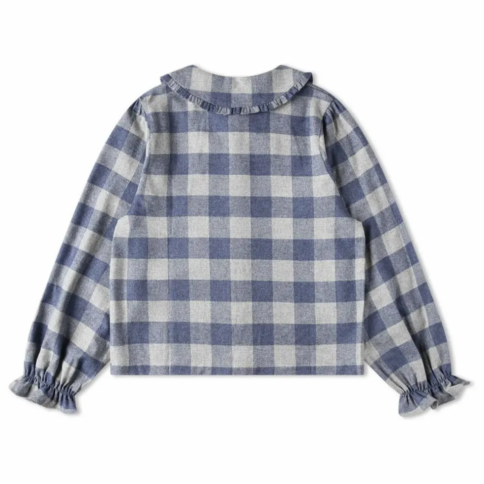 Blouse Carreaux Flanelle Tencel | Bleu