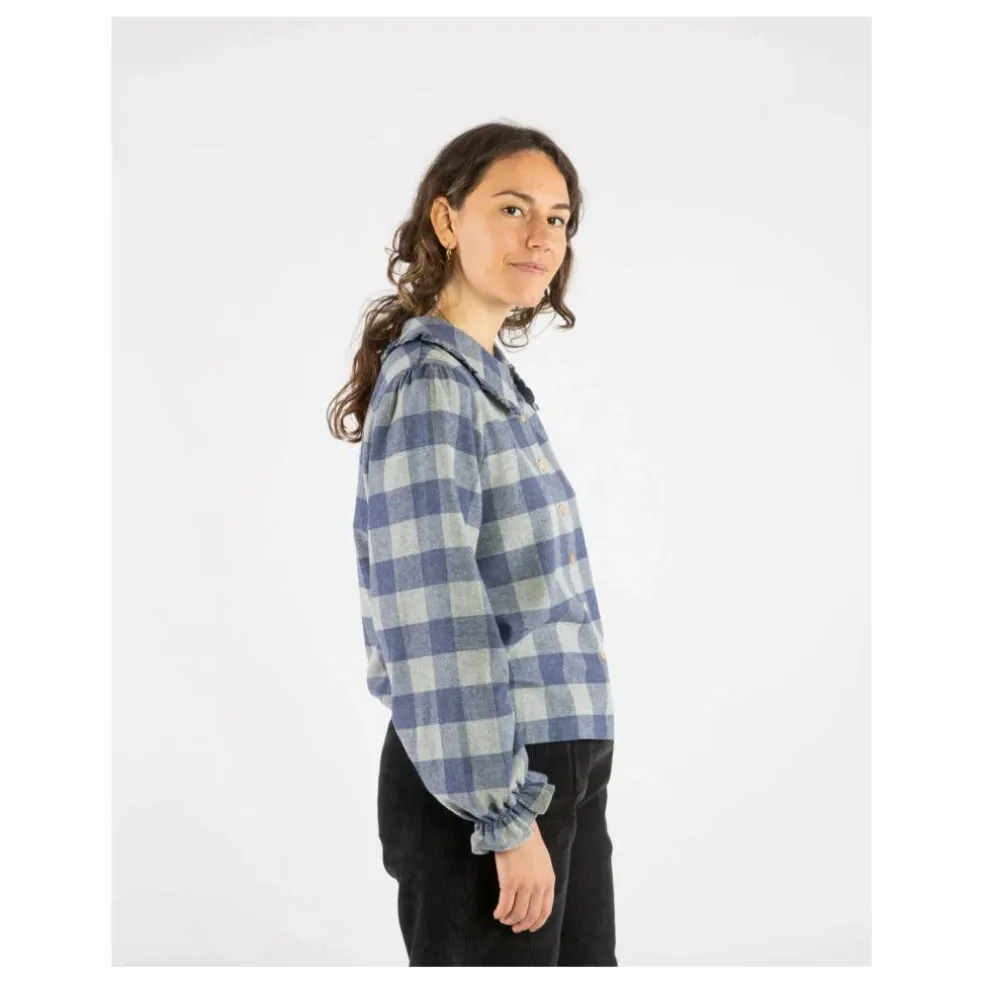 Blouse Carreaux Flanelle Tencel | Bleu