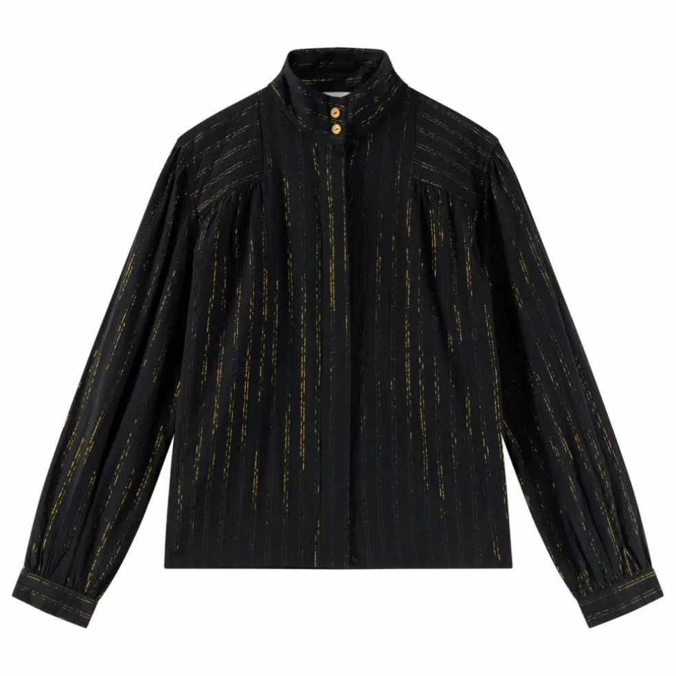 Blouse Chana Rayée Métallisée | Noir