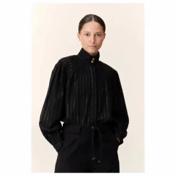 Blouse Chana Rayée Métallisée | Noir