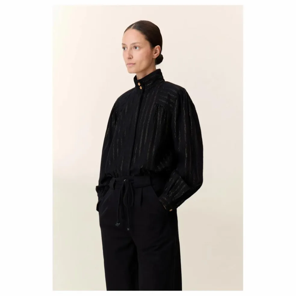 Blouse Chana Rayée Métallisée | Noir