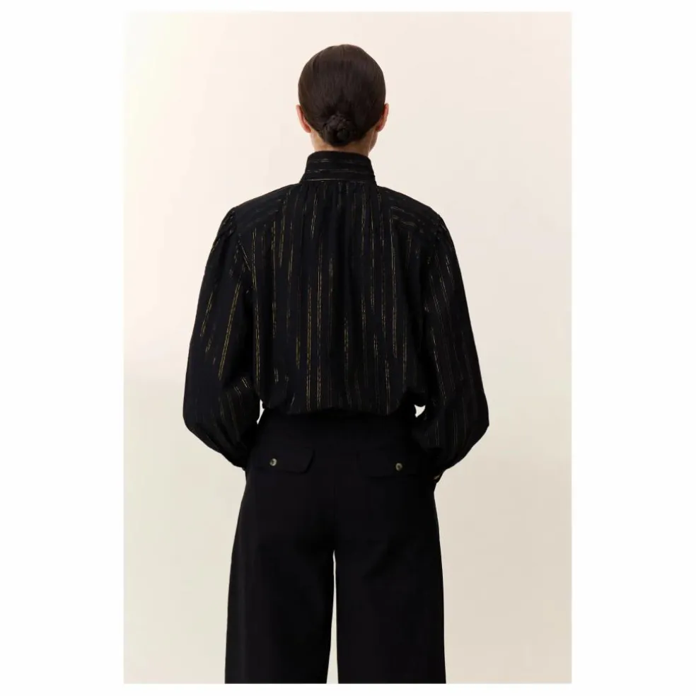 Blouse Chana Rayée Métallisée | Noir