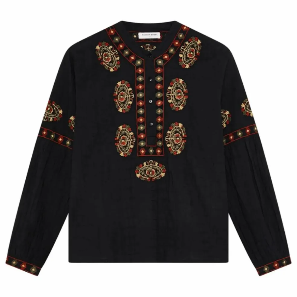 Blouse Chandelier Bruna Coton Flammé | Noir