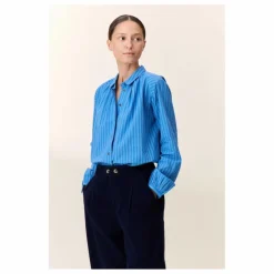 Blouse Cob Rayée Coton Bio | Bleu