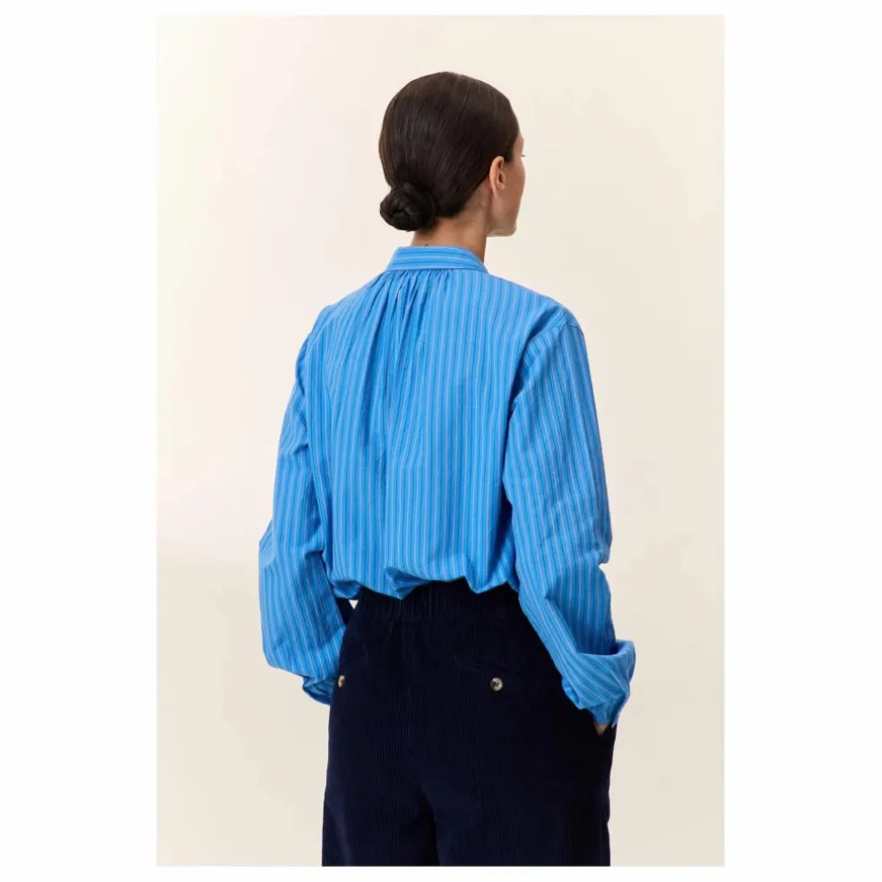 Blouse Cob Rayée Coton Bio | Bleu