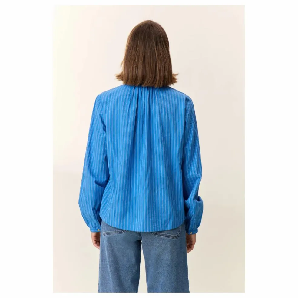 Blouse Cob Rayée Coton Bio | Bleu