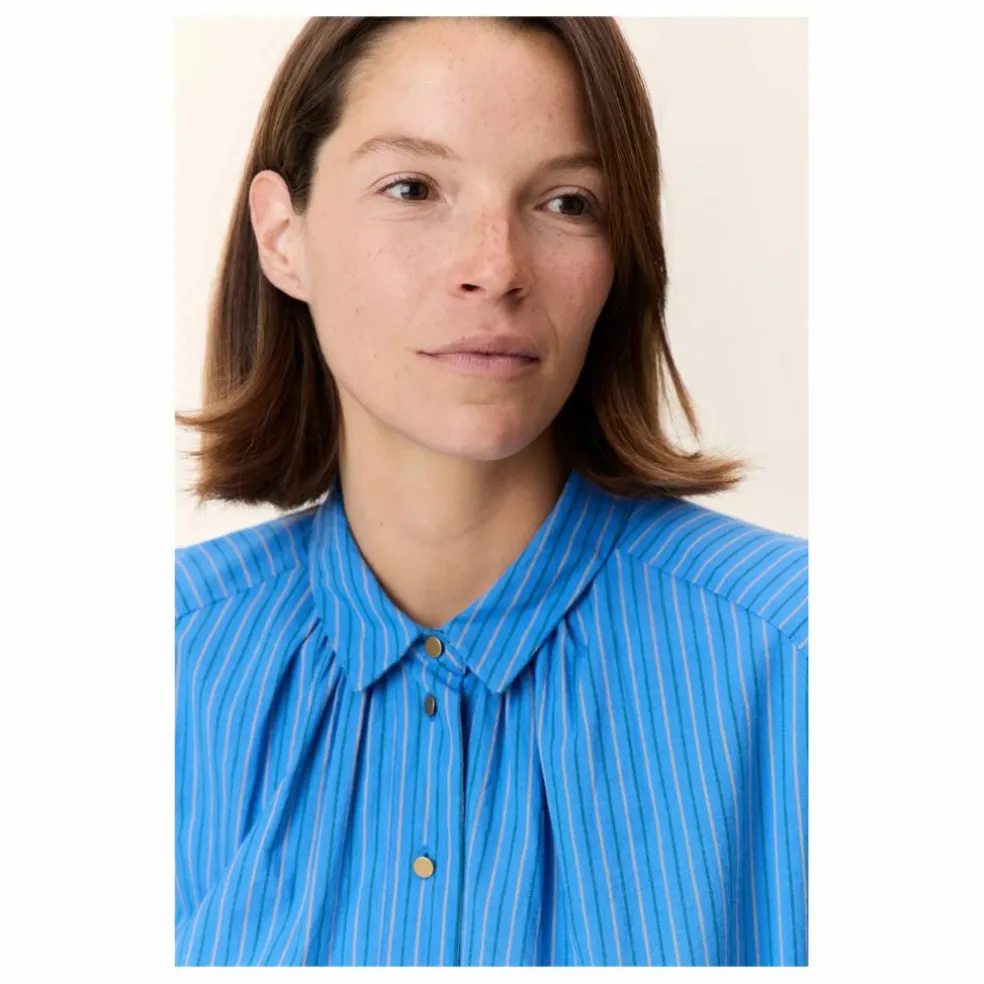 Blouse Cob Rayée Coton Bio | Bleu