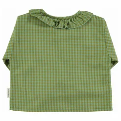 Blouse Col Carreaux Coton Bio | Vert