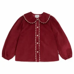 Blouse Col Claudine Emma Velours | Bordeaux