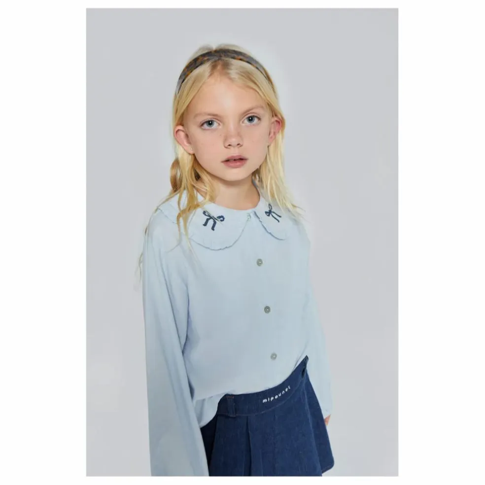 Blouse Col Claudine Felicia | Bleu Clair