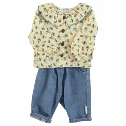 Blouse Col Claudine Fleurs | Jaune