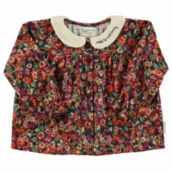 Blouse Col Claudine Fleurie | Noir