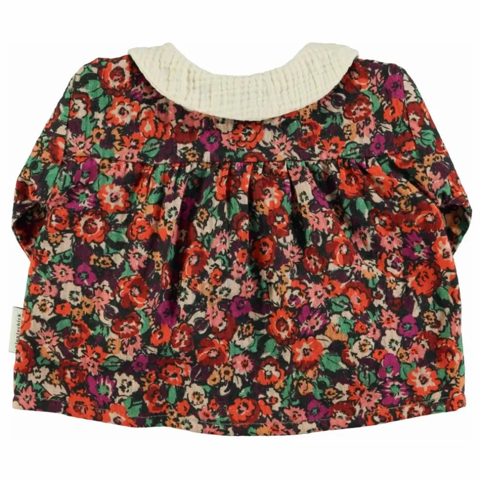 Blouse Col Claudine Fleurie | Noir