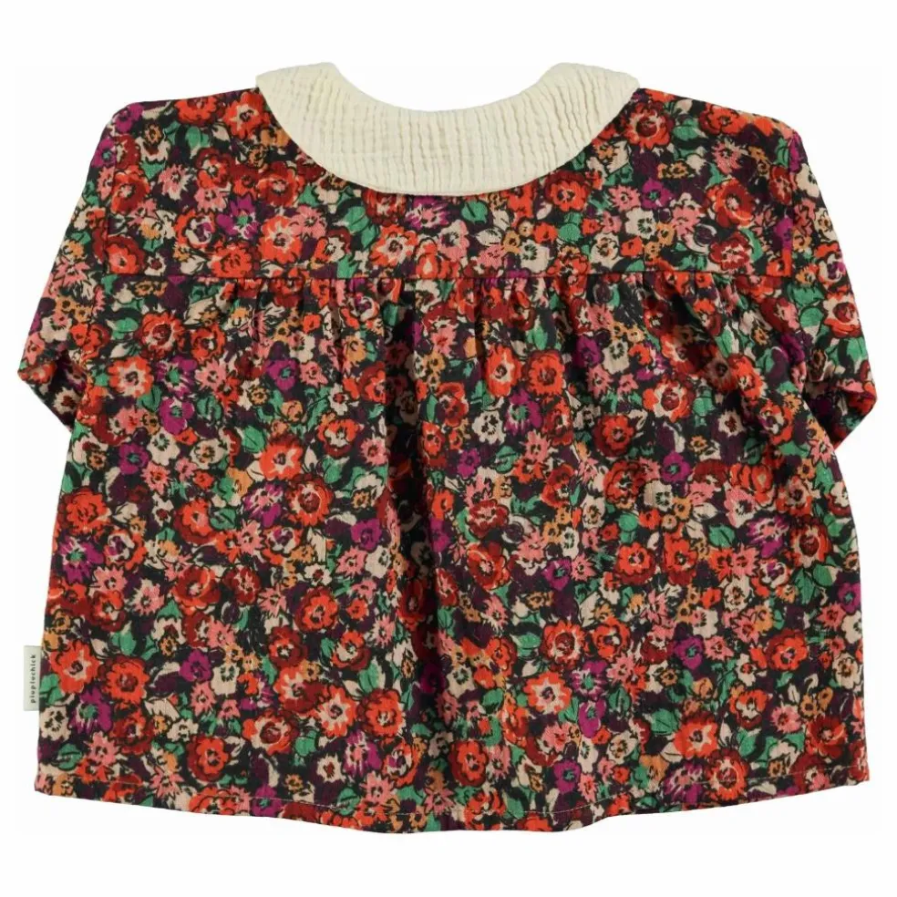 Blouse Col Claudine Fleurie | Noir