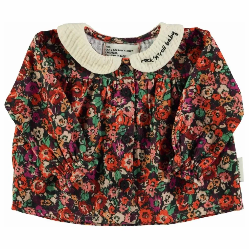 Blouse Col Claudine Fleurie | Noir